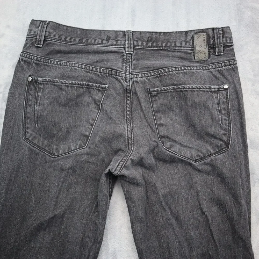 Perry Ellis Jeans Mens 34 Black Straight Mid Rise Cotton Pocket Zip Denim Pants